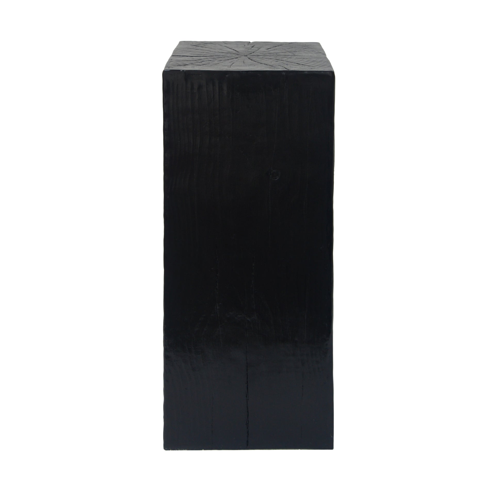 Wood-Look Square-Column MGO End Table, H33.75',Wood-Like Distressed Finish, Mix with Different Heights, Indoor Outdoor Use,Black Color