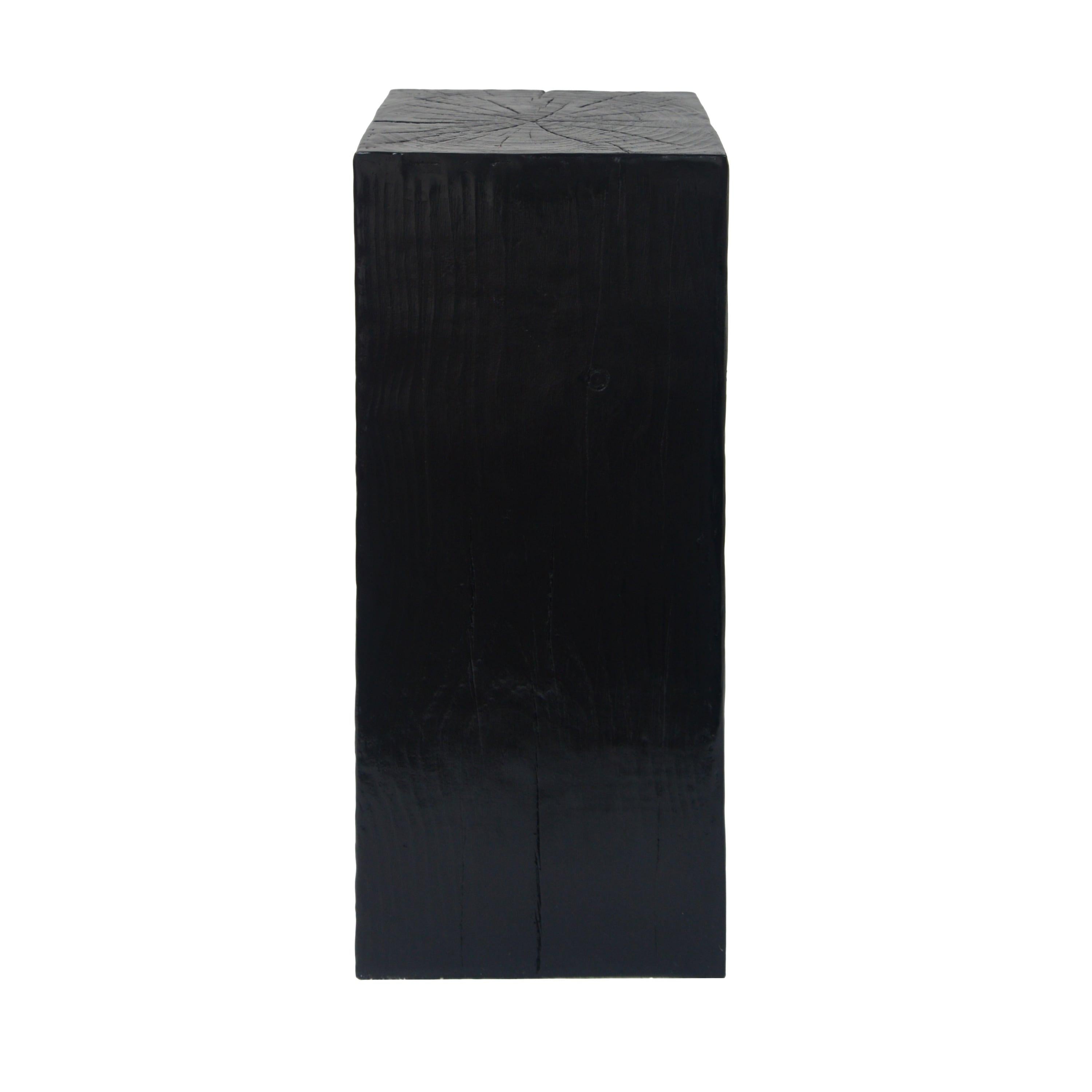 Black Distressed Finish Wood-Look MGO End Table, 33.75 Inch.