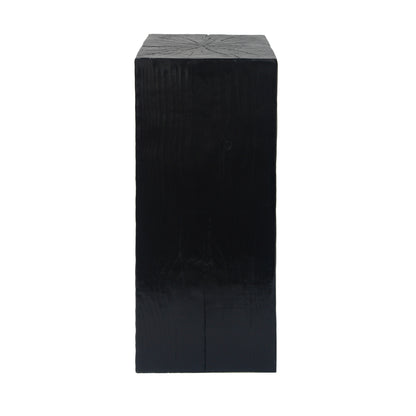 Wood-Look Square-Column MGO End Table, H33.75',Wood-Like Distressed Finish, Mix with Different Heights, Indoor Outdoor Use,Black Color