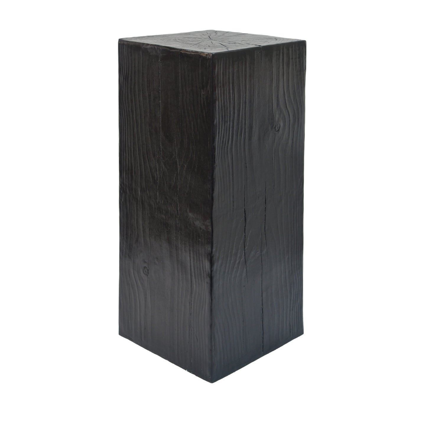 Wood-Look Square-Column MGO End Table, H33.75',Wood-Like Distressed Finish, Mix with Different Heights, Indoor Outdoor Use,Black Color