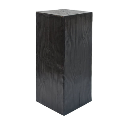 Wood-Look Square-Column MGO End Table, H33.75',Wood-Like Distressed Finish, Mix with Different Heights, Indoor Outdoor Use,Black Color