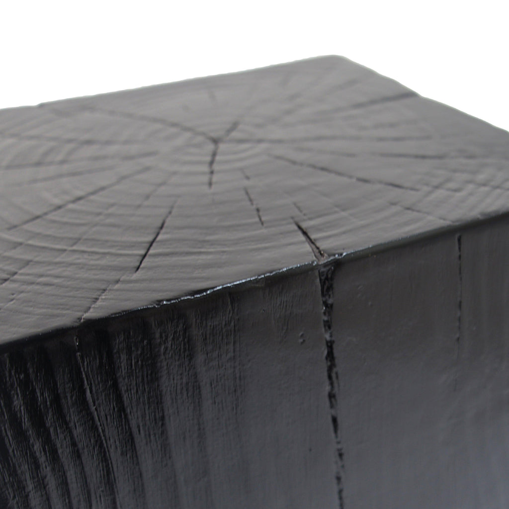 Black Distressed Finish Wood-Look MGO End Table, 33.75 Inch.