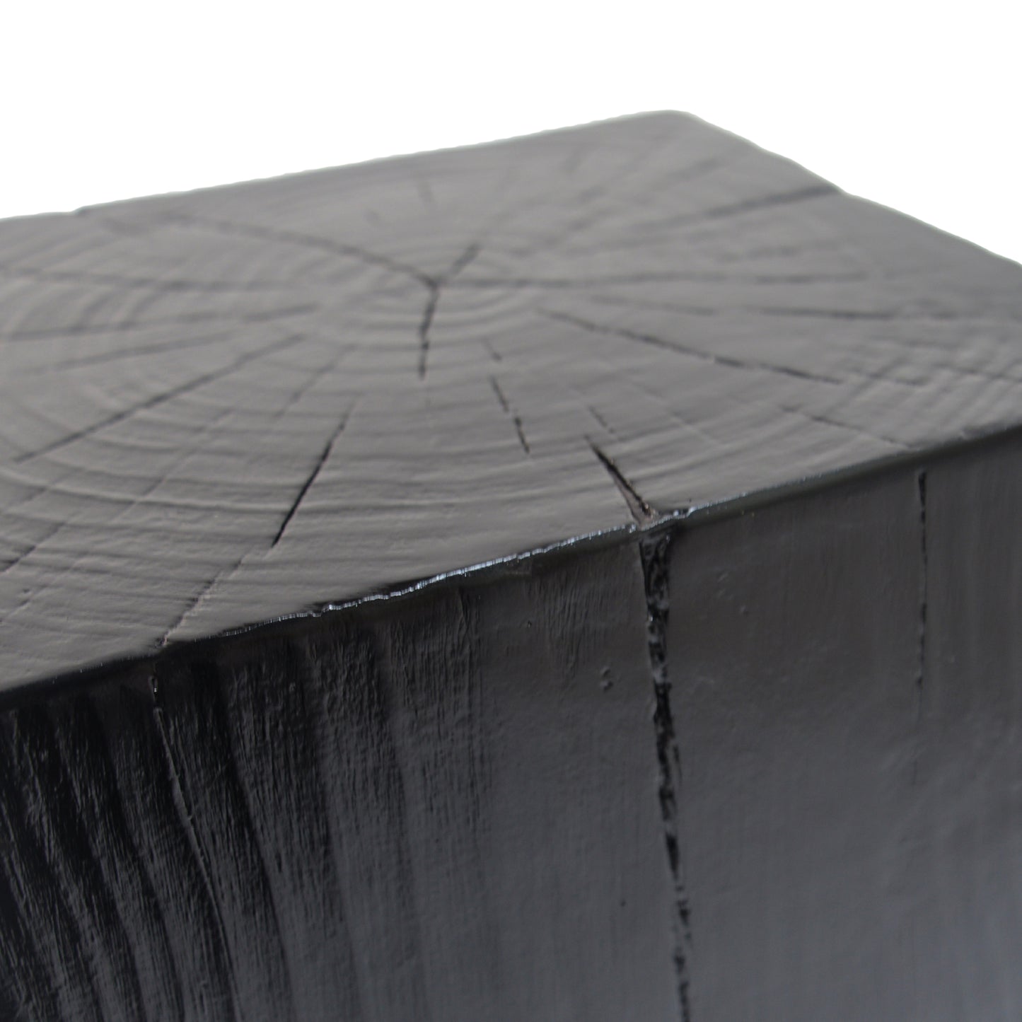 Wood-Look Square-Column MGO End Table, H33.75',Wood-Like Distressed Finish, Mix with Different Heights, Indoor Outdoor Use,Black Color