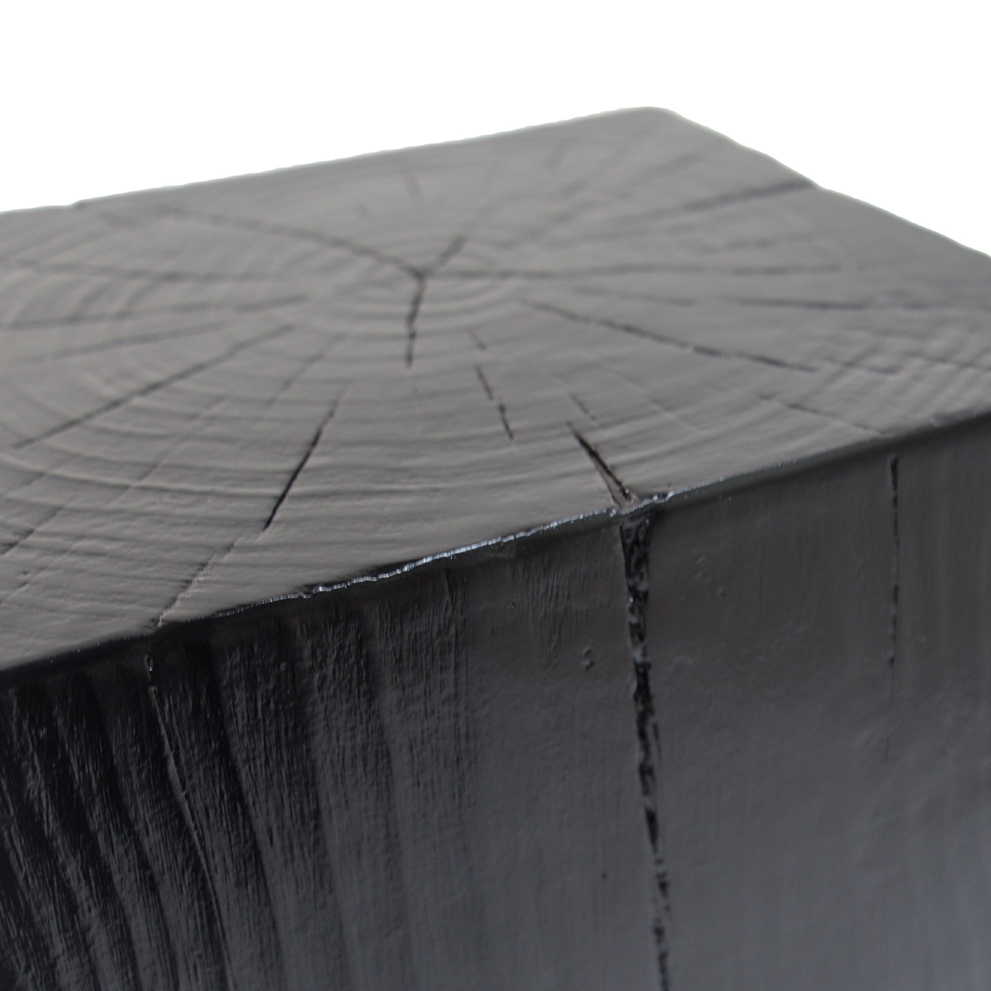 Wood-Look Square-Column MGO End Table, H33.75',Wood-Like Distressed Finish, Mix with Different Heights, Indoor Outdoor Use,Black Color