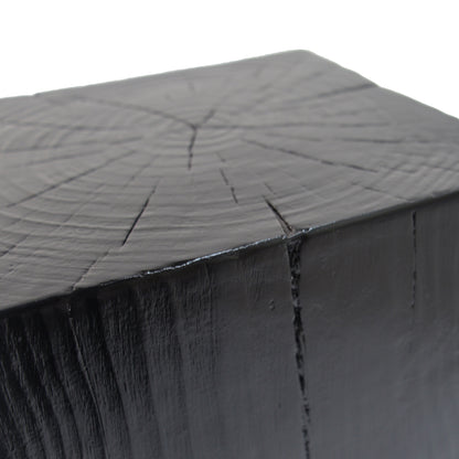 Wood-Look Square-Column MGO End Table, H33.75',Wood-Like Distressed Finish, Mix with Different Heights, Indoor Outdoor Use,Black Color