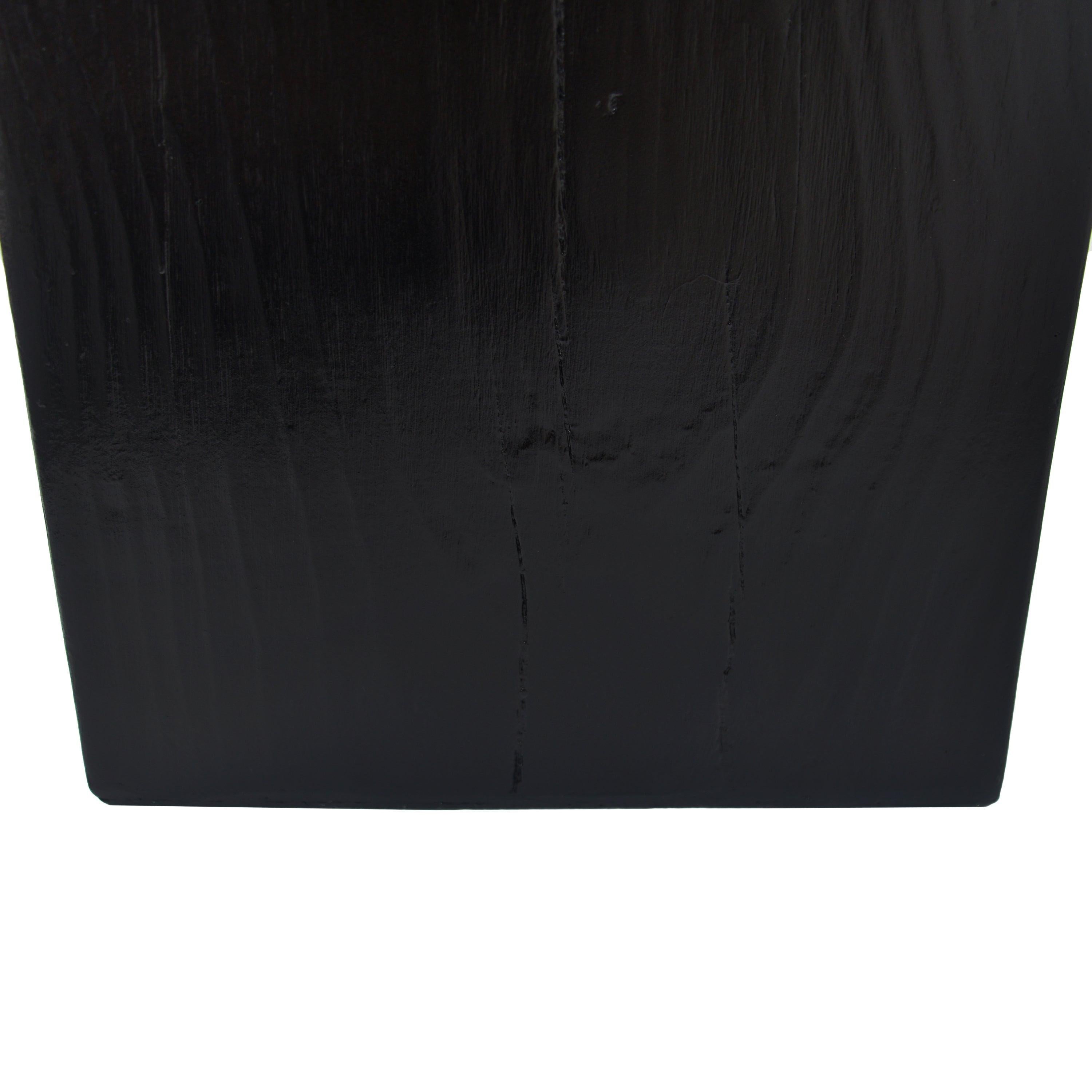 Black Distressed Finish Wood-Look MGO End Table, 33.75 Inch.