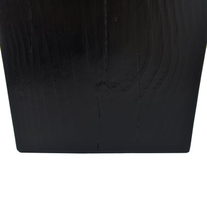 Wood-Look Square-Column MGO End Table, H33.75',Wood-Like Distressed Finish, Mix with Different Heights, Indoor Outdoor Use,Black Color