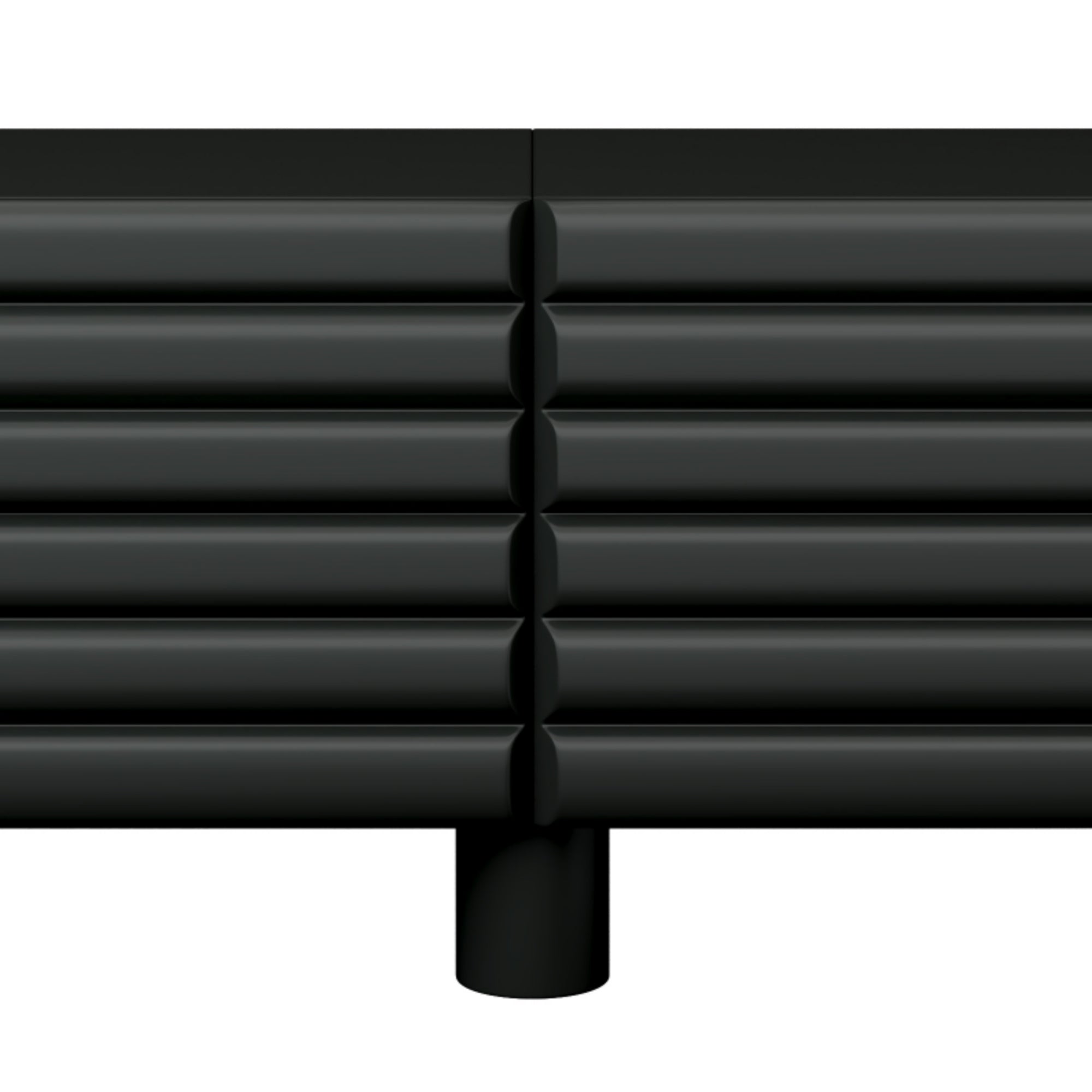 Stylish Thick Wavy Door TV Cabinet with Adjustable Shelves, Cream Style TV Stand with 4 Cabinets for TVs Up to 75', Solid Media Console with Cylindrical Legs and Cable Holes for Living Room, Black