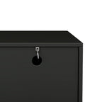 Stylish Thick Wavy Door TV Cabinet with Adjustable Shelves, Cream Style TV Stand with 4 Cabinets for TVs Up to 75', Solid Media Console with Cylindrical Legs and Cable Holes for Living Room, Black