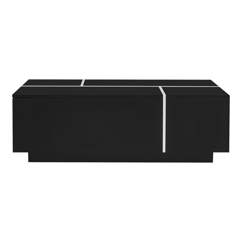 U-Can 47.2''-72.7'' Extendable Coffee Table, Multi-Functional Coffee Table with High-Gloss Finish, Coffee Table with 2 Hidden Storage Space and 2 Drawers for Living Room