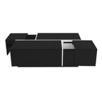 U-Can 47.2''-72.7'' Extendable Coffee Table, Multi-Functional Coffee Table with High-Gloss Finish, Coffee Table with 2 Hidden Storage Space and 2 Drawers for Living Room