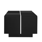 U-Can 47.2''-72.7'' Extendable Coffee Table, Multi-Functional Coffee Table with High-Gloss Finish, Coffee Table with 2 Hidden Storage Space and 2 Drawers for Living Room