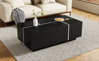 U-Can 47.2''-72.7'' Extendable Coffee Table, Multi-Functional Coffee Table with High-Gloss Finish, Coffee Table with 2 Hidden Storage Space and 2 Drawers for Living Room