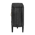 TREXM Farmhouse Sideboard Cabinet with Storage, Wood Buffet Cabinet with Glass Doors and Adjustable Shelves for Kitchen, Dining Room and Living Room (Black)