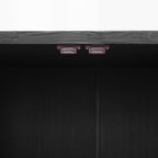 TREXM Farmhouse Sideboard Cabinet with Storage, Wood Buffet Cabinet with Glass Doors and Adjustable Shelves for Kitchen, Dining Room and Living Room (Black)