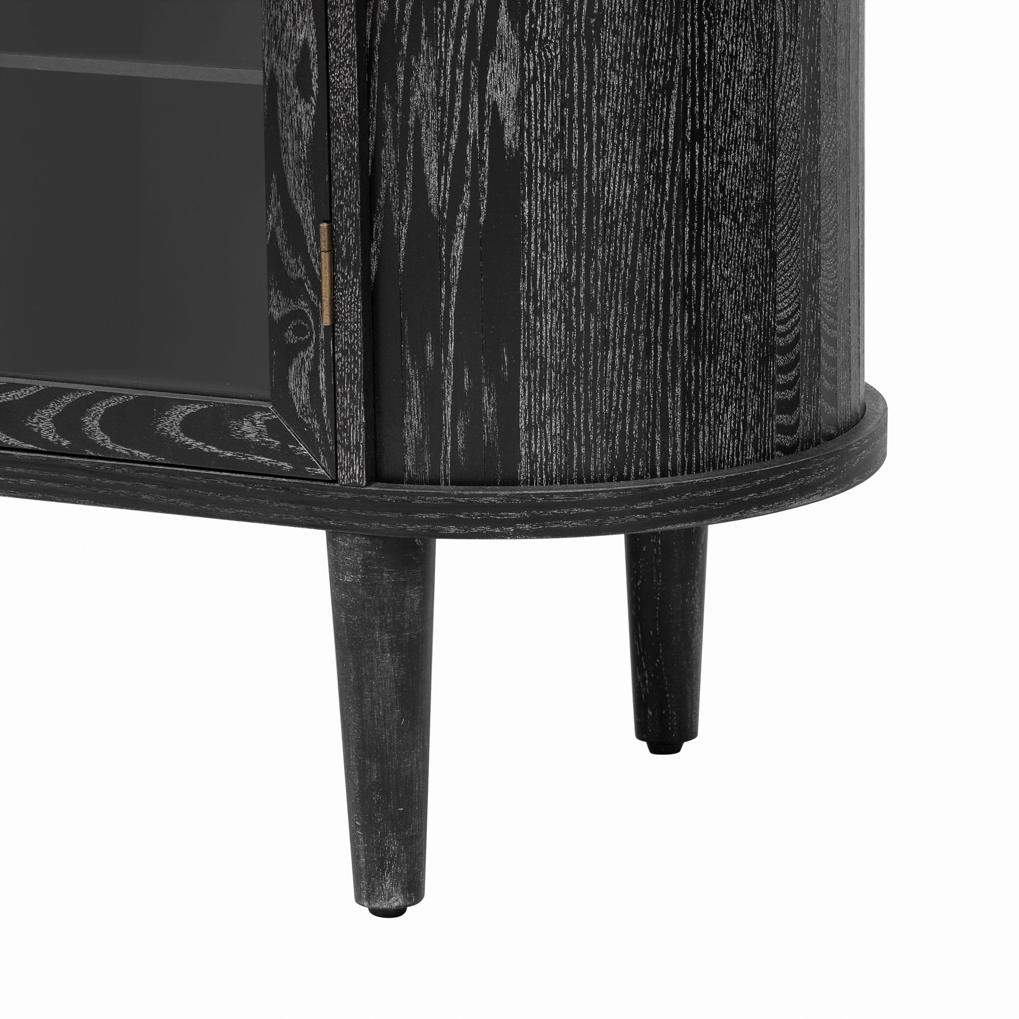 TREXM Farmhouse Sideboard Cabinet with Storage, Wood Buffet Cabinet with Glass Doors and Adjustable Shelves for Kitchen, Dining Room and Living Room (Black)