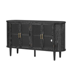 TREXM Farmhouse Sideboard Cabinet with Storage, Wood Buffet Cabinet with Glass Doors and Adjustable Shelves for Kitchen, Dining Room and Living Room (Black)