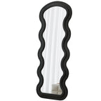 Flannel Full Length Wave Floor Mirror with Stand for Bedroom living room Hanging or Against The Wall black