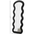 Flannel Full Length Wave Floor Mirror with Stand for Bedroom living room Hanging or Against The Wall black