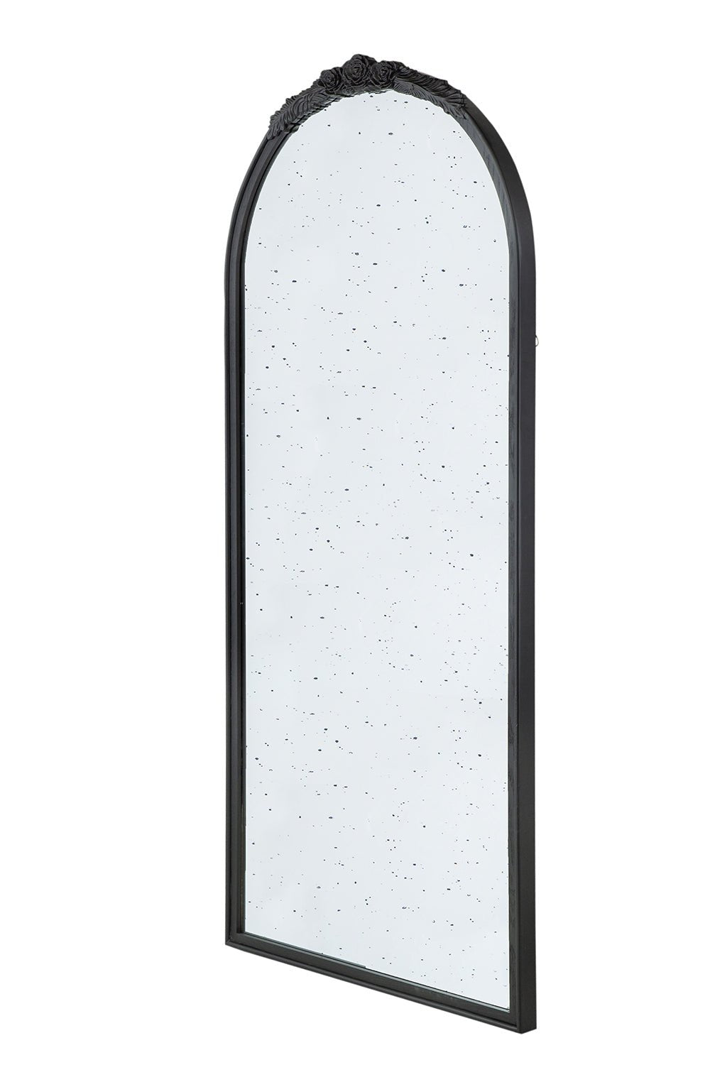 30" x 65" Hand Carved Rose Antique Mirror Frame, Large Arch Mirror Wall Decor for Living Room, Bathroom, Entryway(Black) - Groovy Boardz