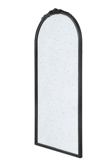 30" x 65" Hand Carved Rose Antique Mirror Frame, Large Arch Mirror Wall Decor for Living Room, Bathroom, Entryway(Black) - Groovy Boardz