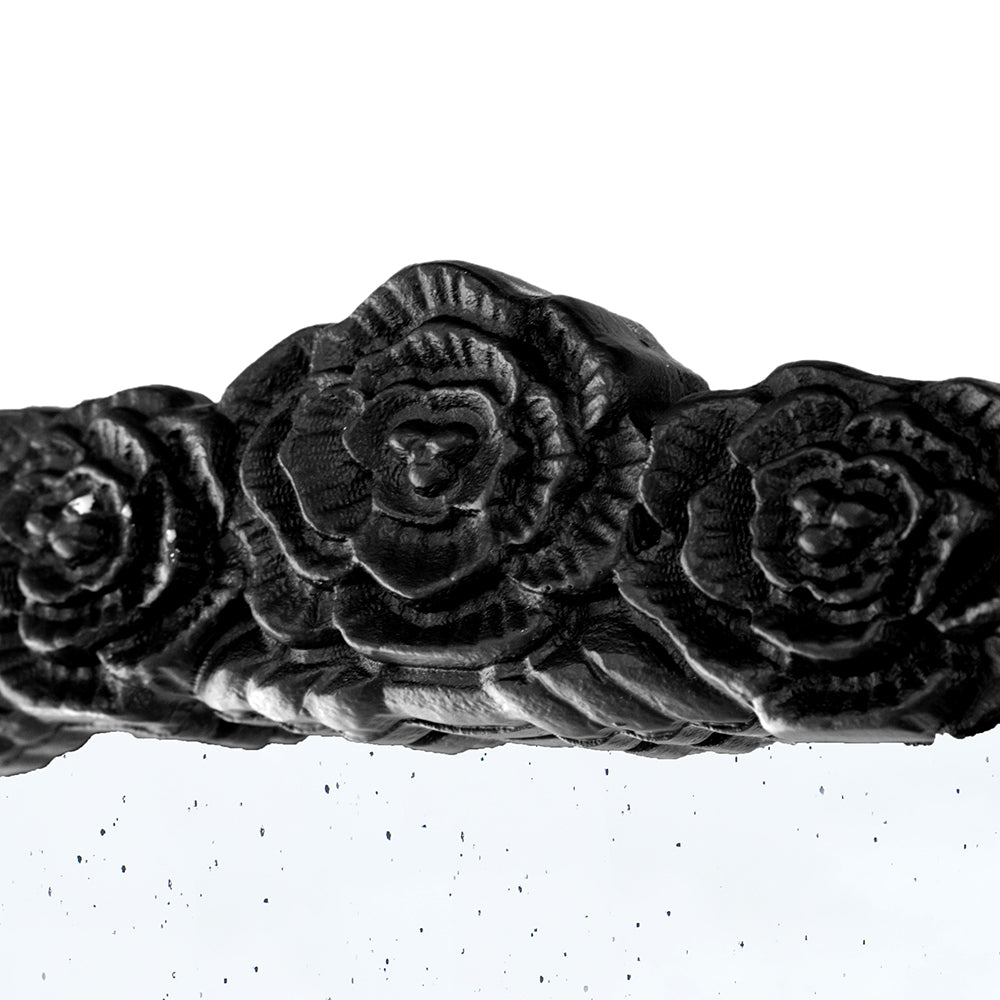 30" x 65" Hand Carved Rose Antique Mirror Frame, Large Arch Mirror Wall Decor for Living Room, Bathroom, Entryway(Black) - Groovy Boardz