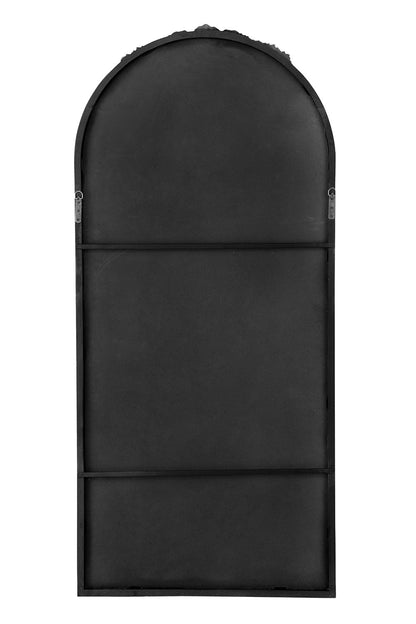 30" x 65" Hand Carved Rose Antique Mirror Frame, Large Arch Mirror Wall Decor for Living Room, Bathroom, Entryway(Black) - Groovy Boardz