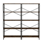 Black Industrial 5-Tier Wood And Metal Bookshelf.