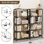 Black Industrial 5-Tier Wood And Metal Bookshelf.