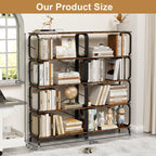 Black Industrial 5-Tier Wood And Metal Bookshelf.