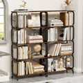 Black Industrial 5-Tier Wood And Metal Bookshelf.