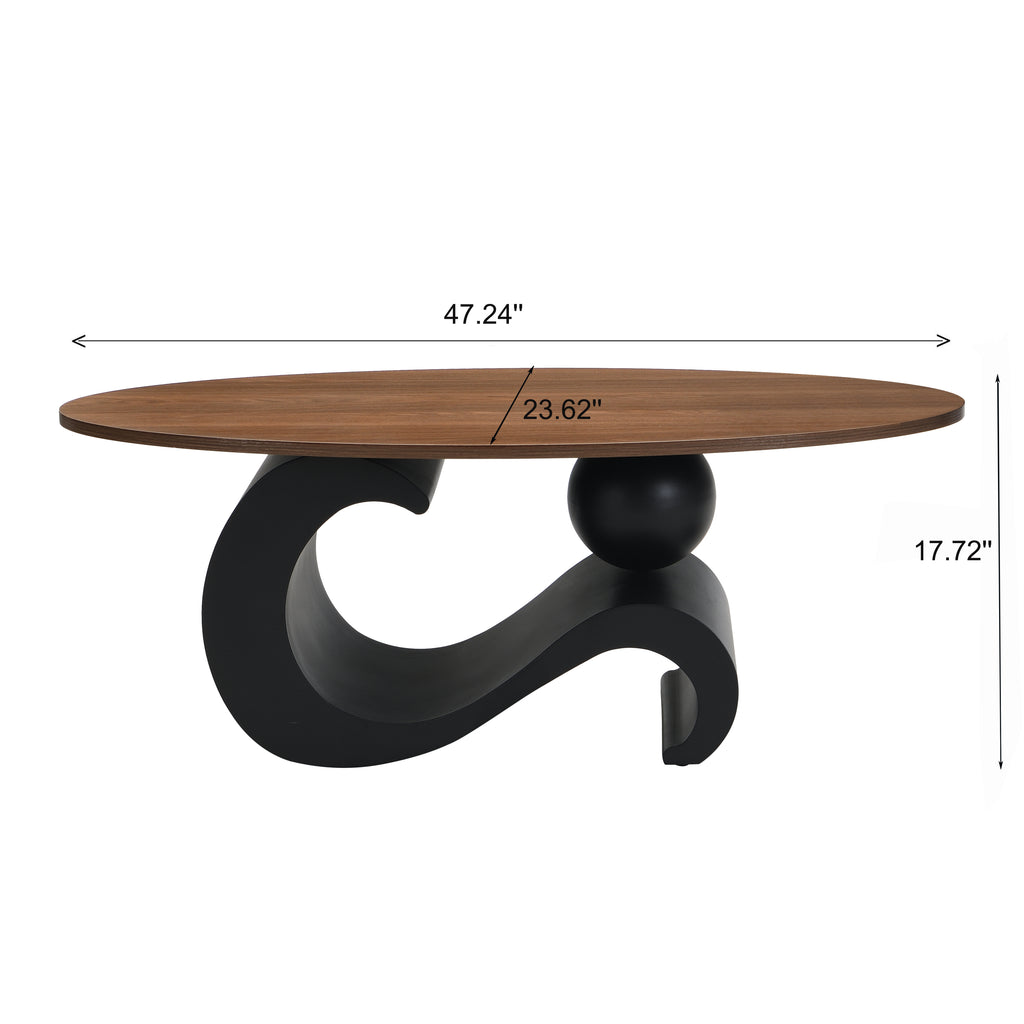 Black Nesting Coffee Table Set of 2, Oral and Round Coffee Table Set, Industrial Table for Living Room, Large 47.24'', Small 19.69''