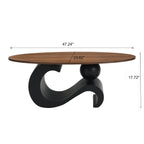 Black Nesting Coffee Table Set of 2, Oral and Round Coffee Table Set, Industrial Table for Living Room, Large 47.24'', Small 19.69''