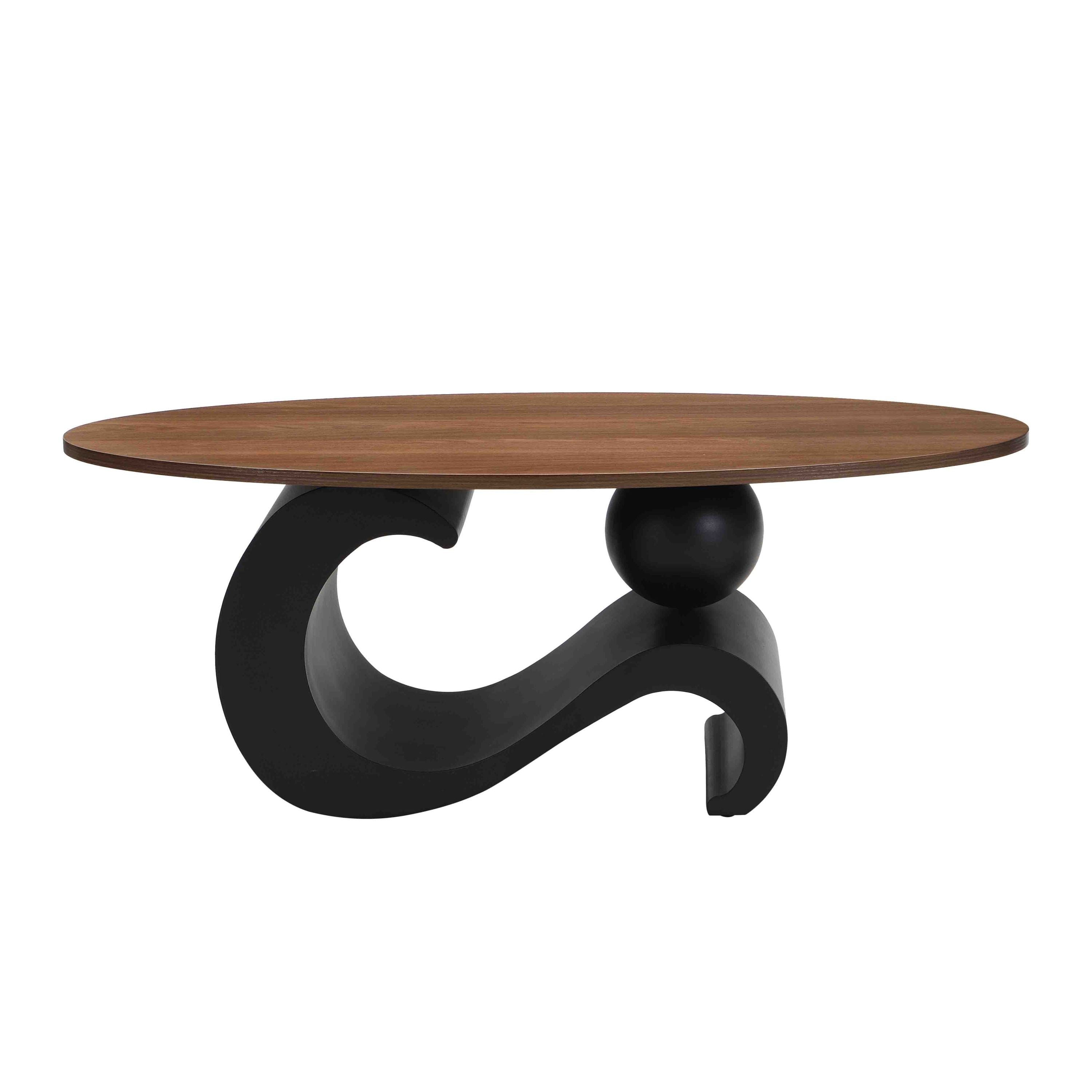 Black Nesting Coffee Table Set of 2, Oral and Round Coffee Table Set, Industrial Table for Living Room, Large 47.24'', Small 19.69''