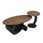 Black Nesting Coffee Table Set of 2, Oral and Round Coffee Table Set, Industrial Table for Living Room, Large 47.24'', Small 19.69''