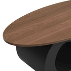 Black Nesting Coffee Table Set of 2, Oral and Round Coffee Table Set, Industrial Table for Living Room, Large 47.24'', Small 19.69''