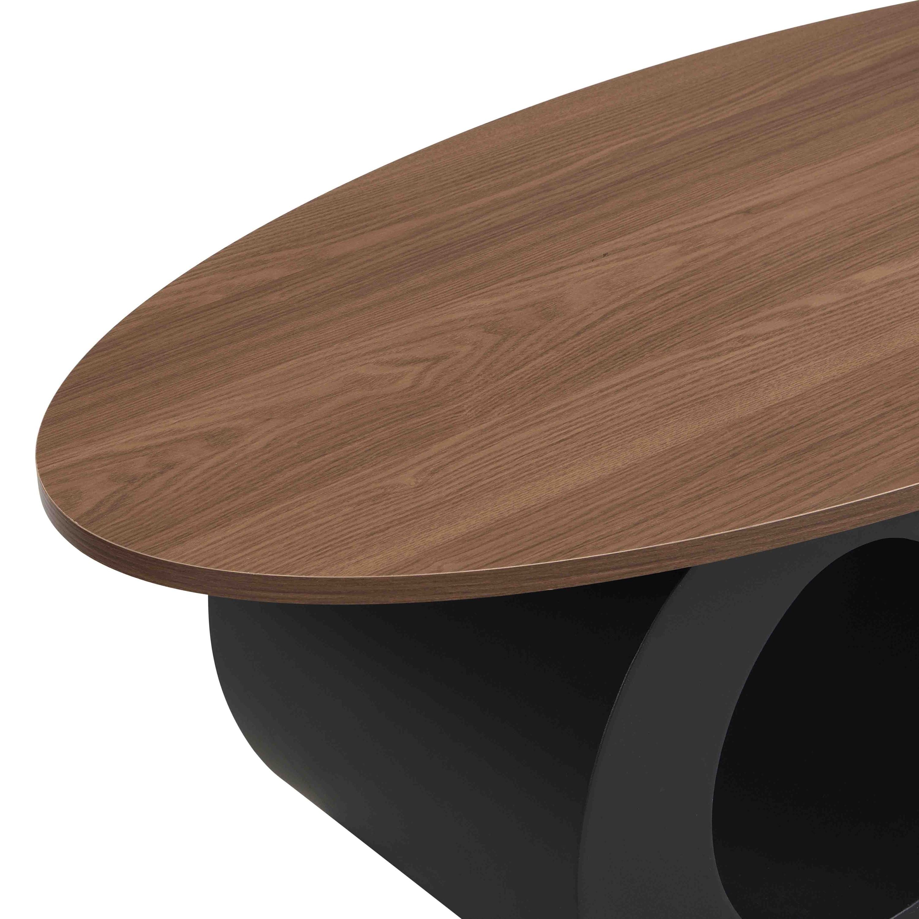 Black Nesting Coffee Table Set of 2, Oral and Round Coffee Table Set, Industrial Table for Living Room, Large 47.24'', Small 19.69''