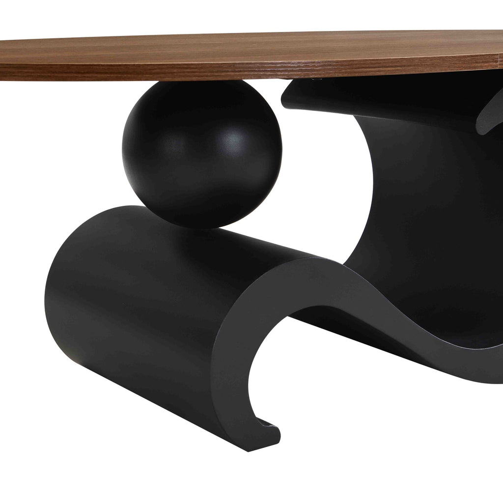 Black Nesting Coffee Table Set of 2, Oral and Round Coffee Table Set, Industrial Table for Living Room, Large 47.24'', Small 19.69''