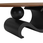 Black Nesting Coffee Table Set of 2, Oral and Round Coffee Table Set, Industrial Table for Living Room, Large 47.24'', Small 19.69''