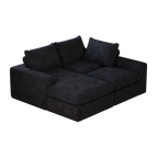 99-Inch Boneless Couch with Chaise, L-Shaped Modern Upholstered Sectional Sofa with Three pillows, Corduroy Sectional Sofa for Living Room and Bedroom, No Assembly Required