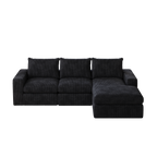 99-Inch Boneless Couch with Chaise, L-Shaped Modern Upholstered Sectional Sofa with Three pillows, Corduroy Sectional Sofa for Living Room and Bedroom, No Assembly Required