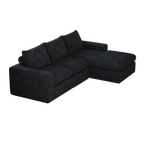 99-Inch Boneless Couch with Chaise, L-Shaped Modern Upholstered Sectional Sofa with Three pillows, Corduroy Sectional Sofa for Living Room and Bedroom, No Assembly Required