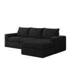 99-Inch Boneless Couch with Chaise, L-Shaped Modern Upholstered Sectional Sofa with Three pillows, Corduroy Sectional Sofa for Living Room and Bedroom, No Assembly Required