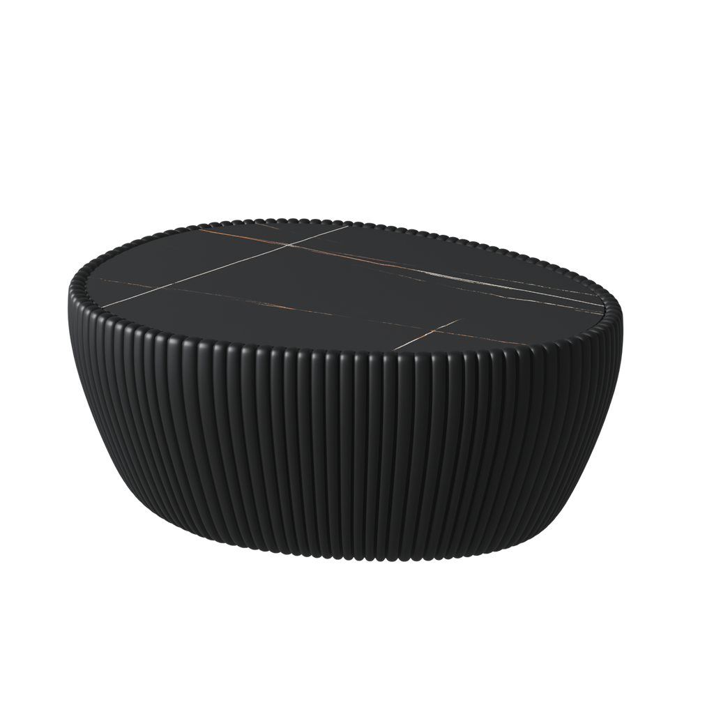 Black Marble Top goose eggs Shape Leather Coffee modern Sofa Table for Living Room furniture Coffee Table