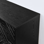 60.5'' Buffet Cabinet with Storage, Farmhouse Fluted Sideboard with Geometric Pattern & Adjustable Shelves, Mid Century Modern TV Stand for Living Room Kitchen Dining Room Entryway, Black