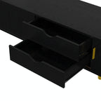 [Assembly Video]Wooden Oval Fluted TV Stand with Charging Station for TV up to 80', Mid-Century Media Console with Sliding Tambour Door, Farmhouse TV Cabinet with Golden Handle for Living Room, Black