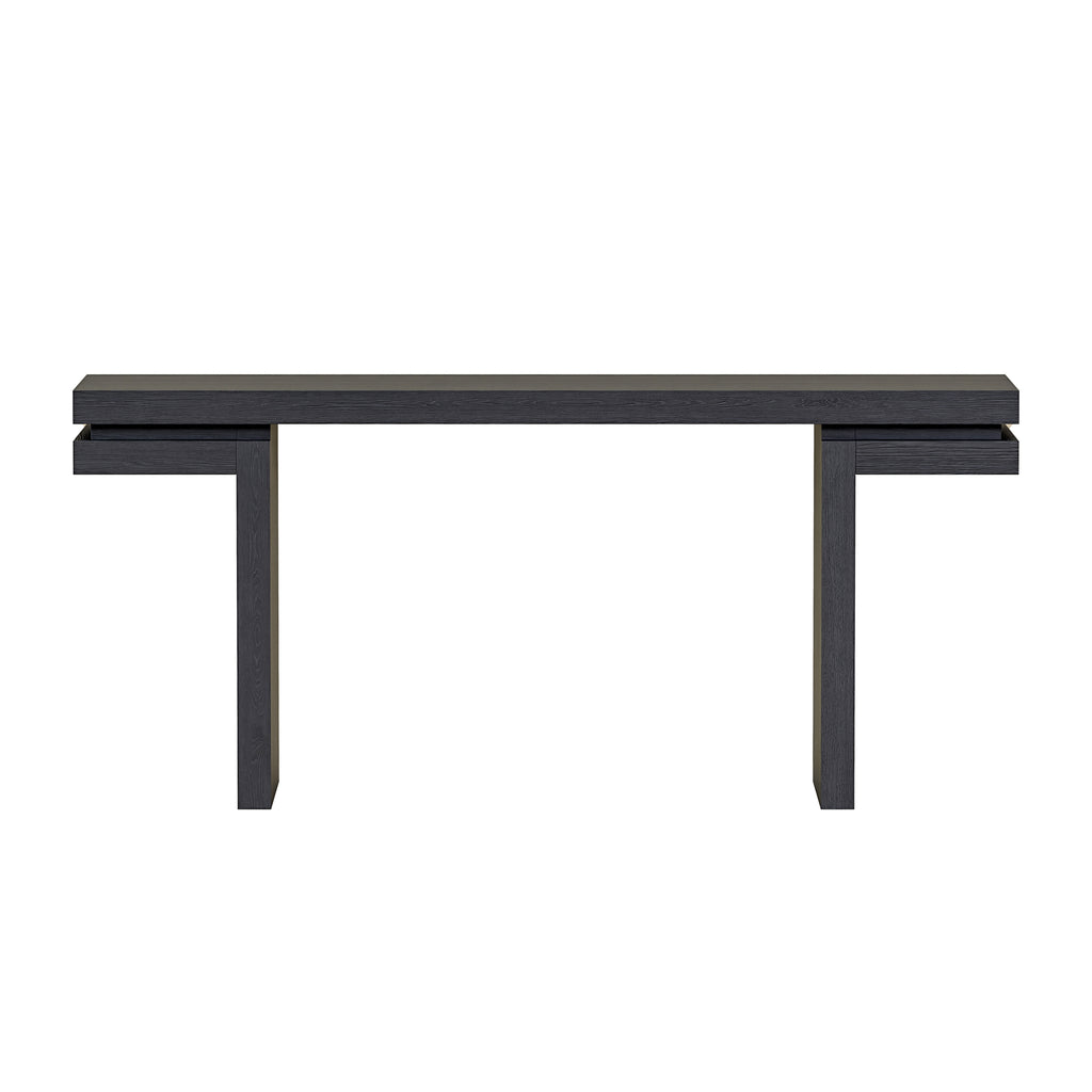 66' Extra Wide Real Wood Veneered Console Table, Minimalist Sofa Table Behind Couch for Entryway, Hallway, Living Room, Home Office, Black