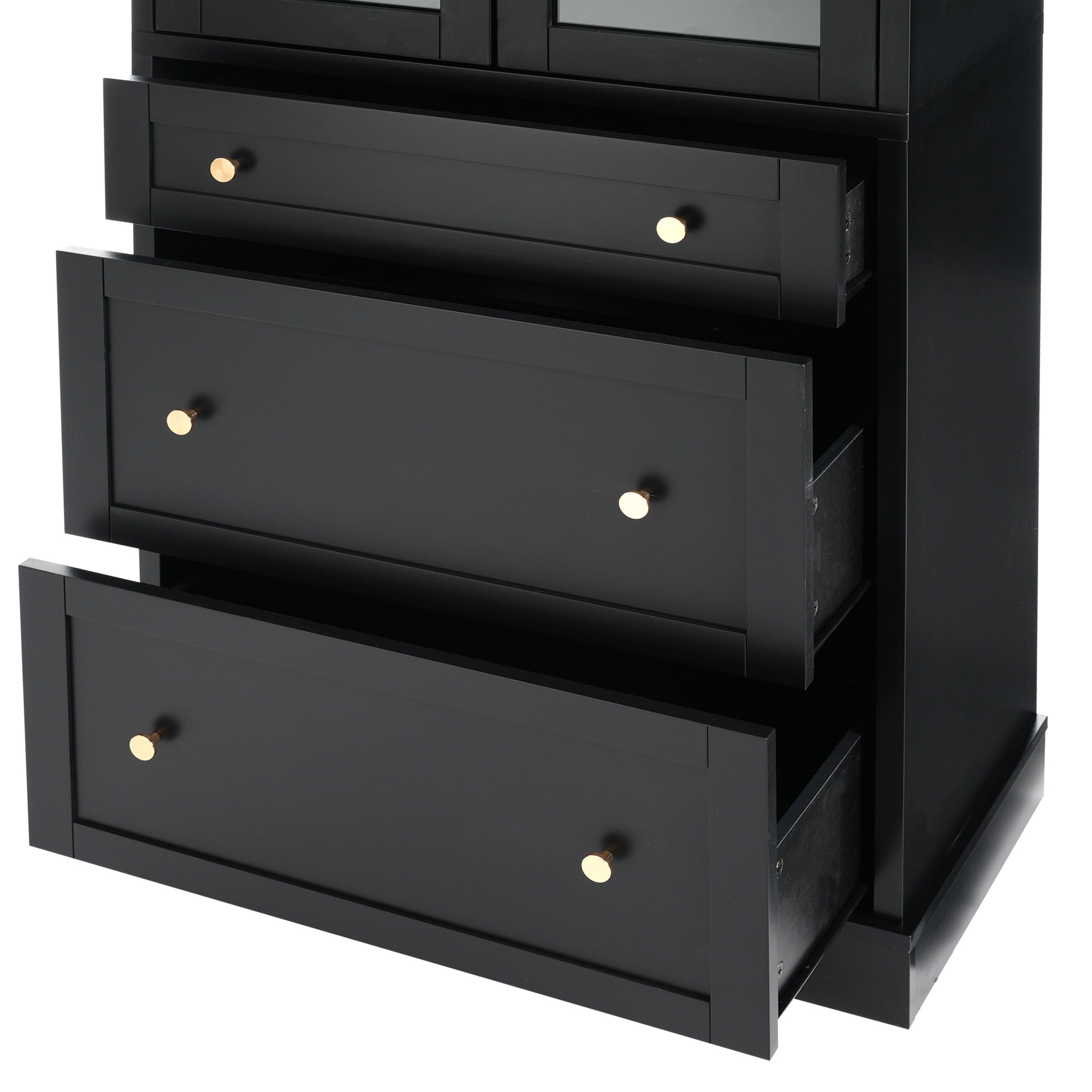 70.1' Modern High Freestanding Tall Bathroom Cabinet with 2 Adjustable Shelves, 3 Drawers, Soft Close Glass Doors – Ideal for Bathroom, Living Room, Kitchen Storage