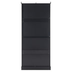 70.1' Modern High Freestanding Tall Bathroom Cabinet with 2 Adjustable Shelves, 3 Drawers, Soft Close Glass Doors – Ideal for Bathroom, Living Room, Kitchen Storage