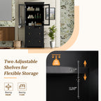 70.1' Modern High Freestanding Tall Bathroom Cabinet with 2 Adjustable Shelves, 3 Drawers, Soft Close Glass Doors – Ideal for Bathroom, Living Room, Kitchen Storage